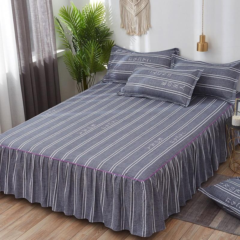 Bed Skirt Anti-dirty Sheet Bedspread Printed Elastic Band Bedclothes Queen King Skin-friendly Beds Protector Bedroom Space Decoration