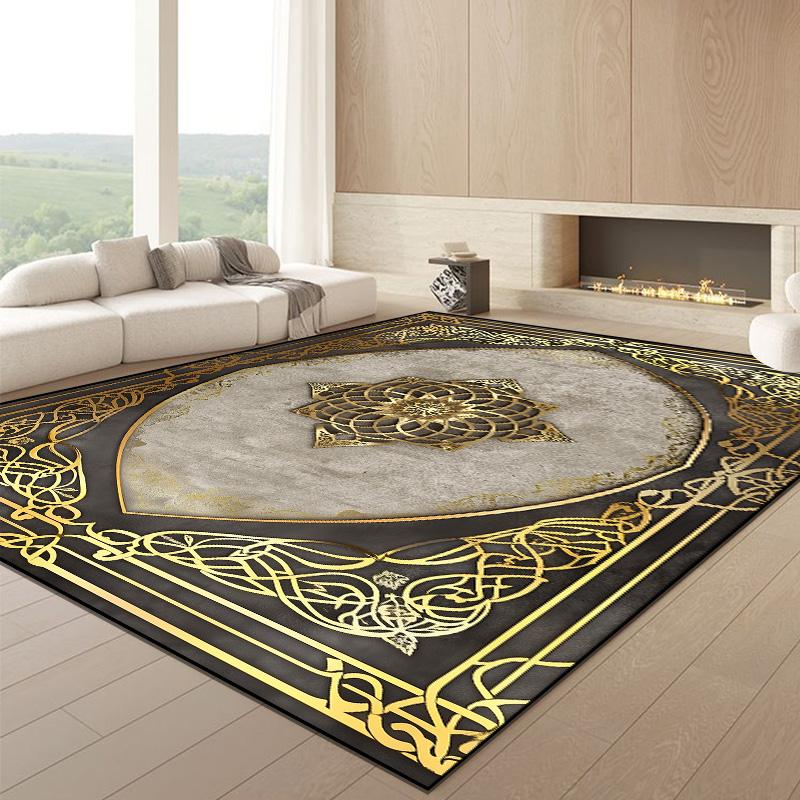

Скандинавський Розкішний Золотий Великий Килим для Вітальні Домашній Декор Килим для Вілли Вітальня Килим на Замовлення Килим для Лобі Готелю Нековзні Килимки для Підлоги 100*160cm