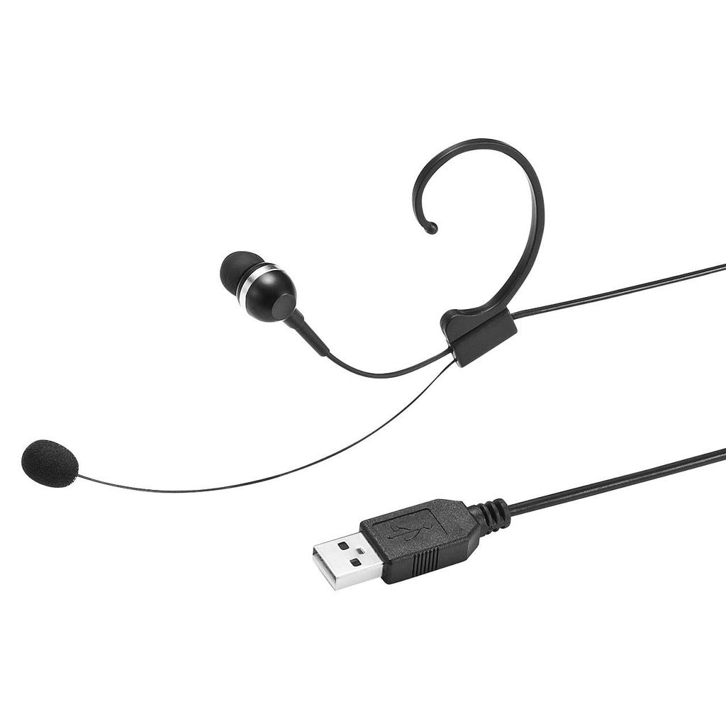 Sanwa Supply USB Single Compatible with and Teams MM-HSU04BK Headset, Wired, In-Ear, Lightweight, Skype, Zoom,