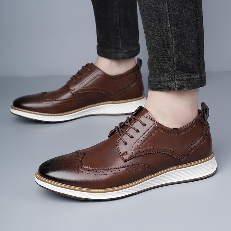 Fashion Casual men's leather shoes Leisurely comfortable and minimalist style Work and office Black brown hot selling shoes Plus Size