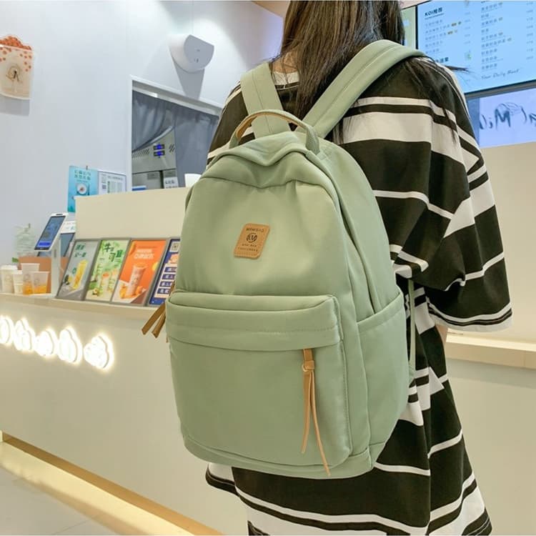 New Simple Solid Color Backpack Student Backpack
