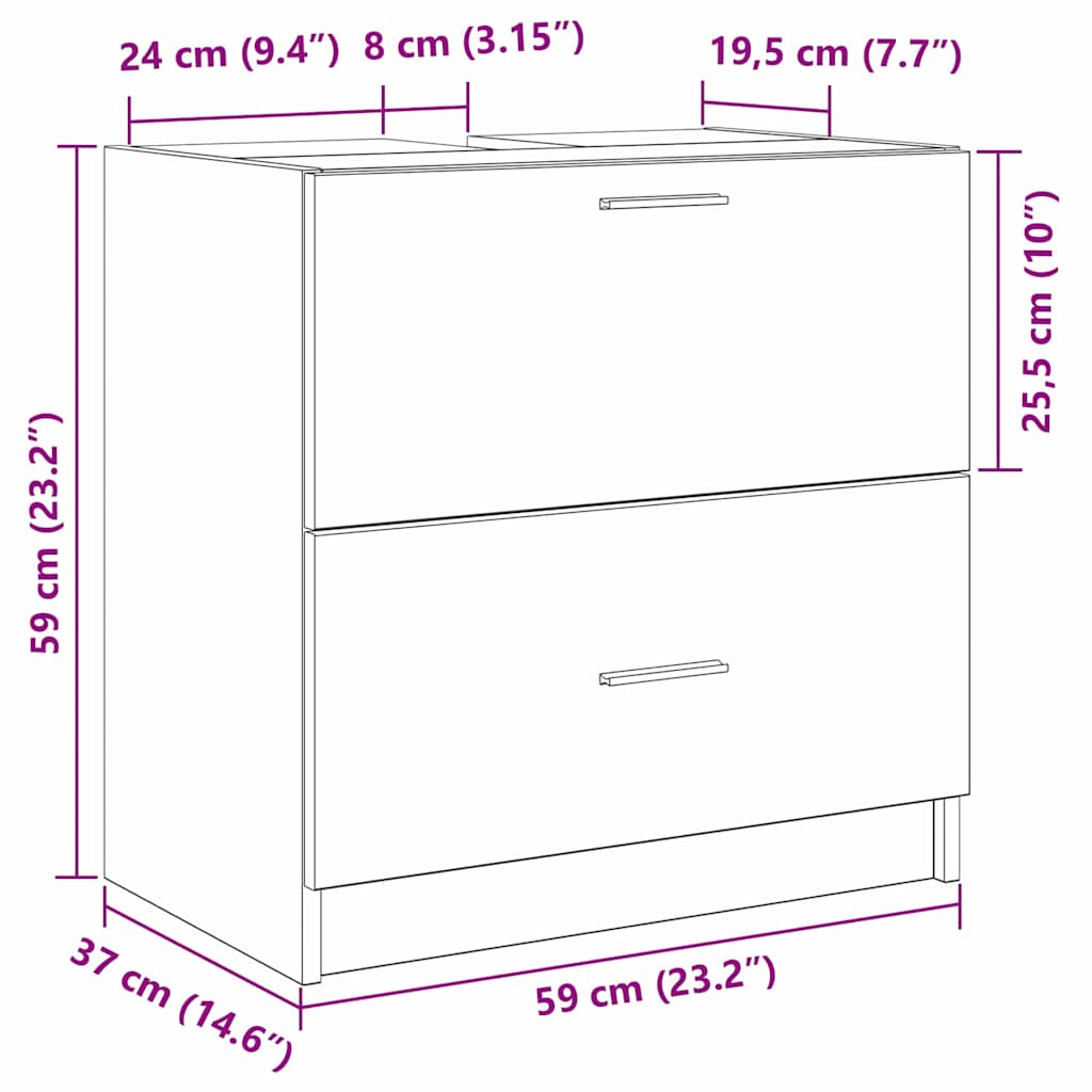 Bathroom Cabinet with Door Black Oak Look 59 x 37 x 59 cm