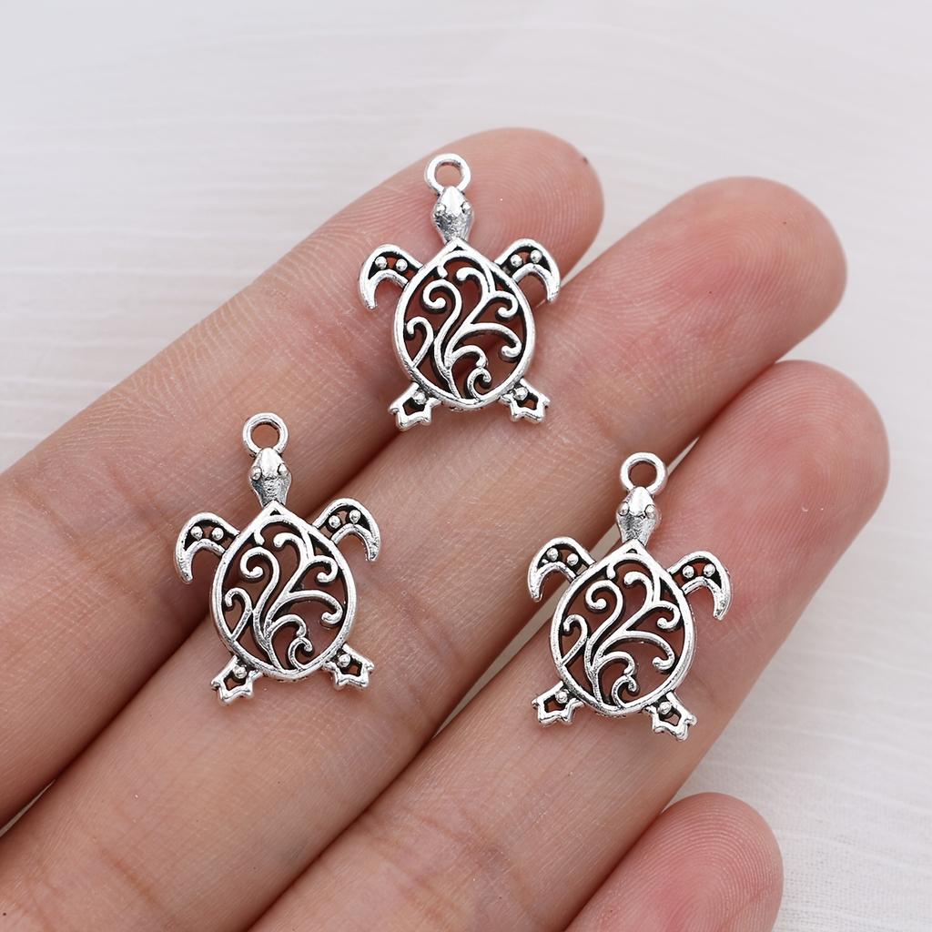 15Pcs Silver Hollow Turtle Charms Pendants For Jewelry Making Diy Handmade Necklace Bracelet Earrings Key Chain Accessories
