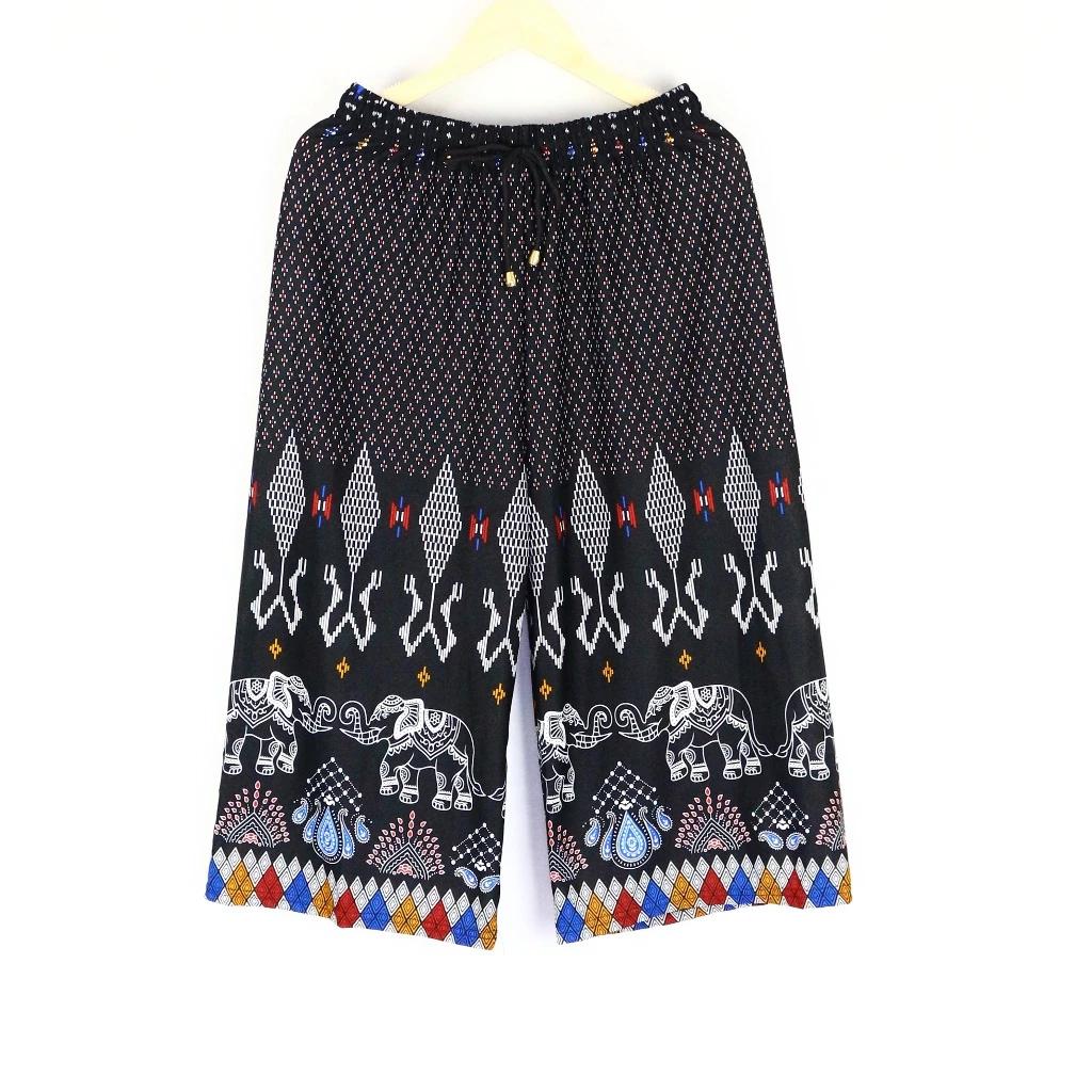 Elephant Pants Loose Legs Adjustable Elastic High Waistband Strap Rope Women Men Unisex Print Thailand Casual Streetwear Beach Bohemian Retro Vintage