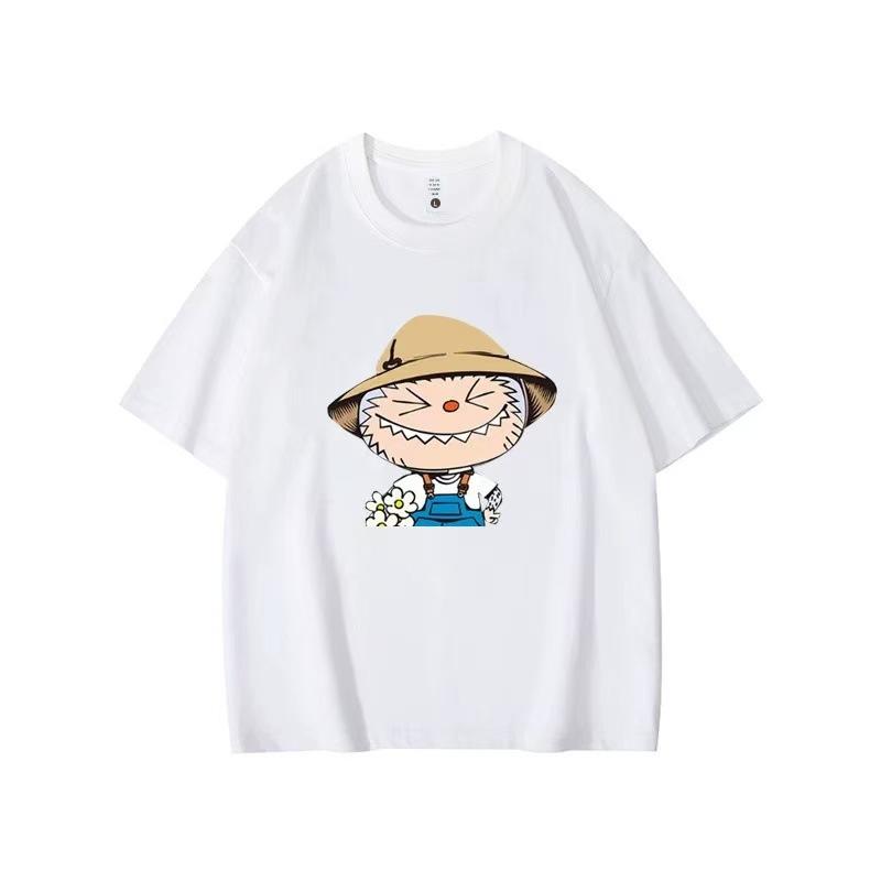 Summer Round Neck Labubu Pattern Printed Top Fashionable Casual Pure Cotton Short Sleeved Women's T-shirts