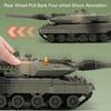 1:36 Leopard 2 Main Battle Tank Model Toy Music Light Spray Catapult Off-road Tanks Models Military Desktop Ornaments for Child