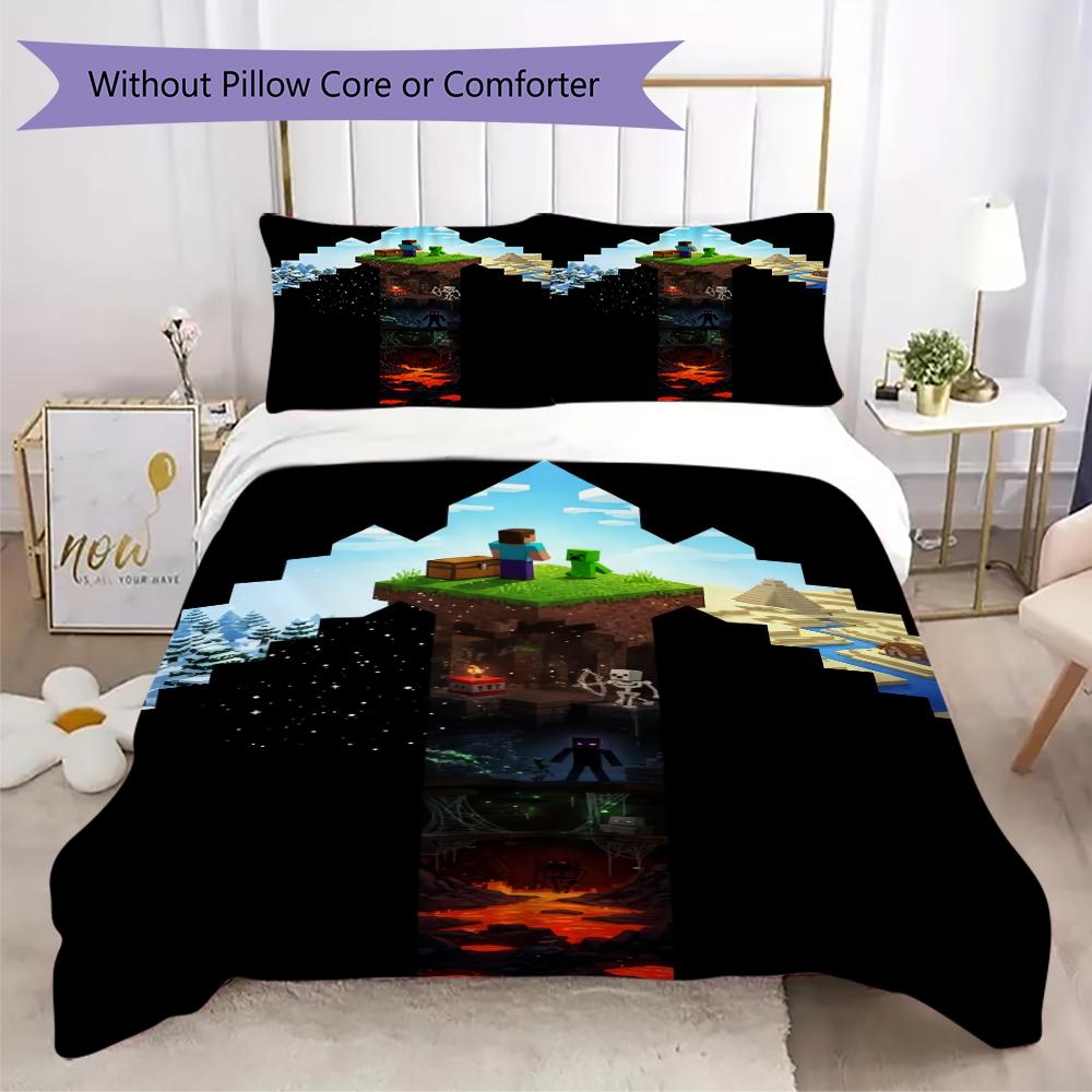 Minecraft Pixel Character Heads Bedding 1 Duvet Cover 2 Pillowcase Without Core Without Core Soft And Comfortable Christmas Birthday Gift