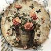 Vintage Floral Metal Wall Art Round Indoor Outdoor Decor Plaque