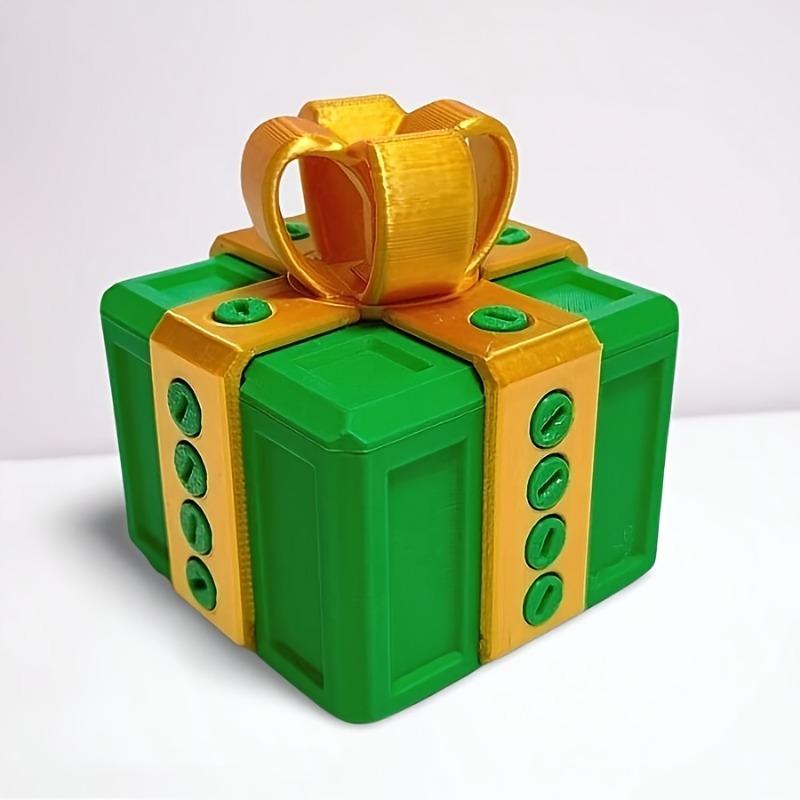 1PC 3D Printed Hollow Prank Gift Box with Screws - Realistic 3D Illusion Plastic Puzzle Cube Coin Container, Easy to Assemble Without Filling