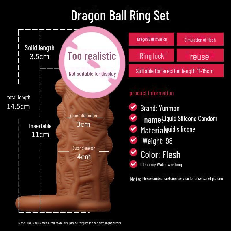 Yunman Liquid Silicone Wolf Tooth Penis Sleeve for Men - Enhances Long-Lasting Orgasm