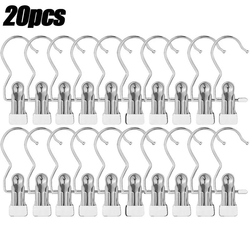 Multifunctional Clothespin Hanger Clothes Hook Buckle Metal Stainless Steel Hat Skirt Trouser Clip Clothing Wardrobe Storage