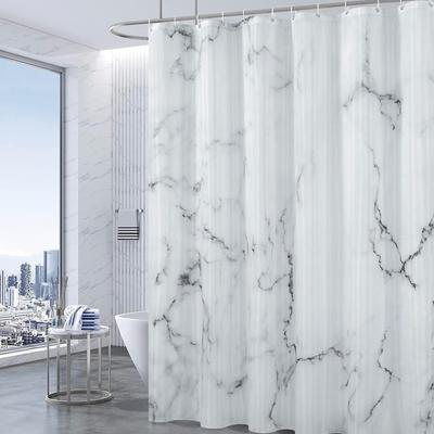 Gray and White Marble Shower Curtain Set with Hooks, Abstract Modern Luxury Gray and White Marble Bathroom Shower Curtain