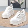 Fashion 8CM Women's Low Cut Breathable Hollow Out Sneakers Summer Fashion Casual Shoes Thick Bottom Lightweight Versatile Plain Color