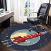 1pc Rocket Moon Office Round Area Rug, Indoor Mat Suitable For Office, Under Office Chairs Bedroom Living Room Home Decor, Room Deco