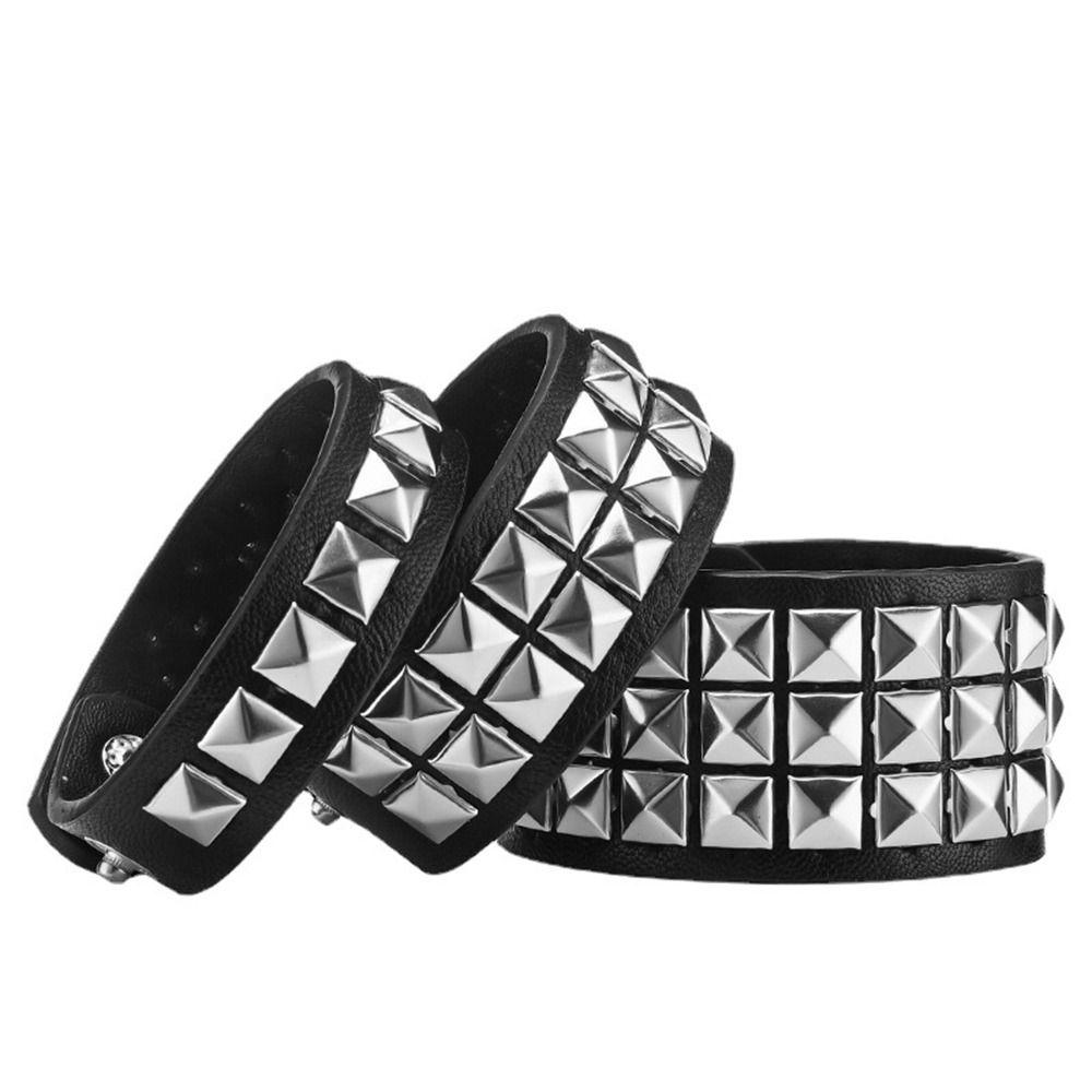 Spikes Rivet 1/2/3 Row Female Korean Hand Rope Women Bracelet Leather Bracelet Fashion Jewelry