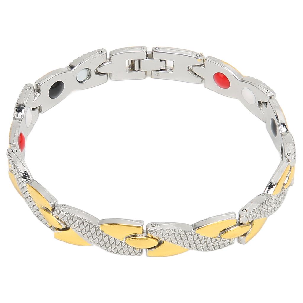 Brățară Magnetică din Oțel Bărbați Femei Elegantă Rafinată Elegantă Brățară Terapie Magnetică Bijuterie Cadou(Aur de argint )