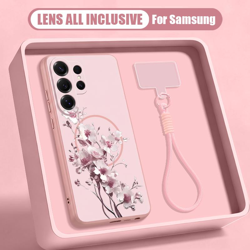 Custodia con Motivo Floreale di Margherita Cartoon per Samsung S26 S25 Ultra S24 S23 FE S22 A15 A16 A17 A35 A36 A37 A54 A55 A56 A57 5G Copertura Ibrida Magnetica Opaca