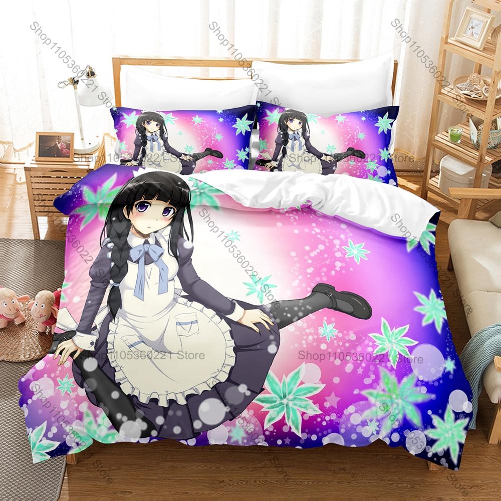 Cool Hyouka Bedding Set Duvet Cover + 2 Pillowcases Chitanda Eru Oreki Houtarou School Mystery Anime Bedroom Decor Kawaii Cute G