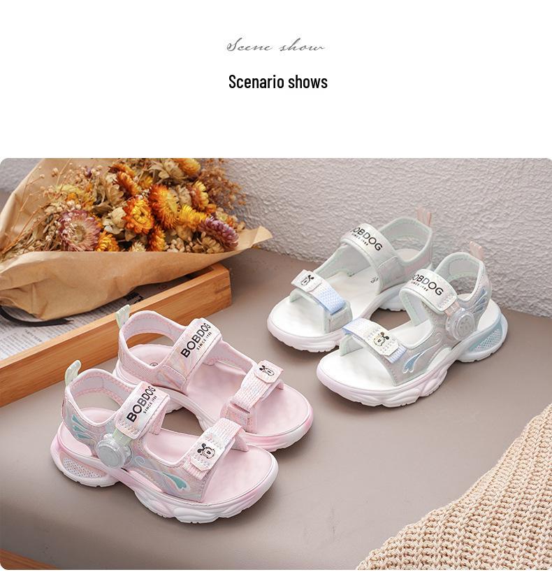 Bobodou Girls' Sport Sandals: Rotating Button Beach Shoes for Kids