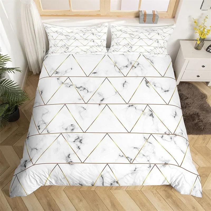 Geometric Duvet Cover Set Marble Bedding Set Microfiber Abstract Art Comforter Cover Single Full King Queen For Boys Girls Room