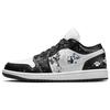 Air Jordan 1 Abrasion Resistant Slip Resistant Low Top Vintage Basketball Shoes Women's Black White DC0774-101(Team181-)