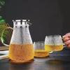 1.9L Hammered High Borosilicate Glass Water Pitcher with Handle