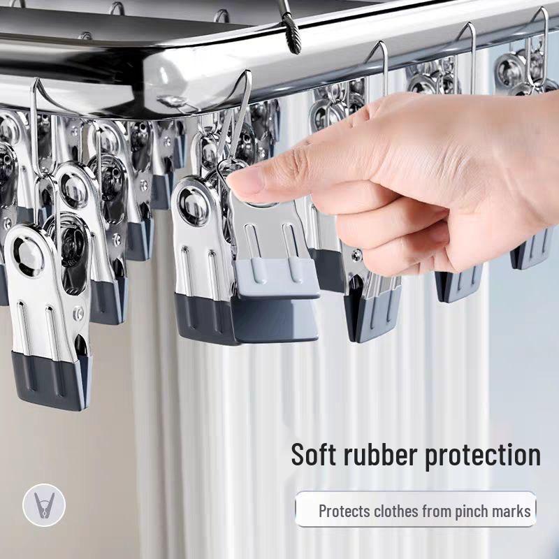 Winddichter Mehrfachclip-Kleiderbügel aus Edelstahl für Socken, Unterwäsche und Hosen