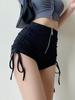 High Waist Shorts for Women Slim Fit Zipper Shorts Hot Girl Style Sexy Elastic Hot Pants Casual Female Clothing
