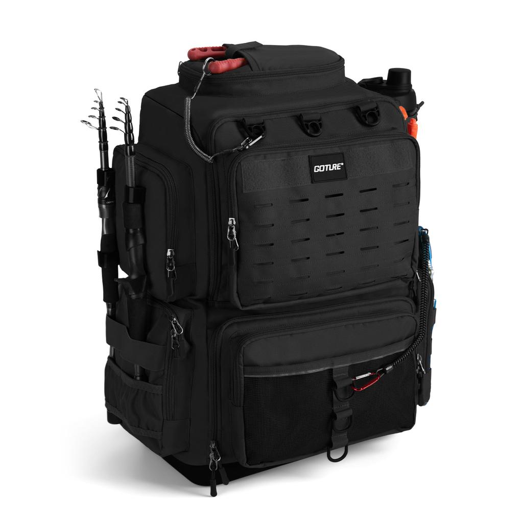 Goture Water-Resistant Fishing Backpack Lightweight Large Hiking Hunting Bag with Rod Holder Adjustable Tackle Storage Pack