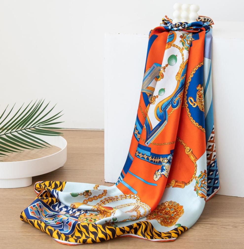 100% mulberry silk silk scarf women's  spring and summer double-sided printed silk scarf shawl