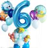 1-9 Years Under Sea Animal Balloon Mermaid Party Decor Starfish Balloons Happy 1 2 3 year Ocean World Birthday Decor Baby Shower
