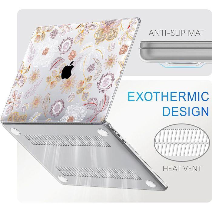 Coque de protection - MacBook - Pro 16 Pouces - Motif Fleur Vintage - PC Rigide - Antidérapante