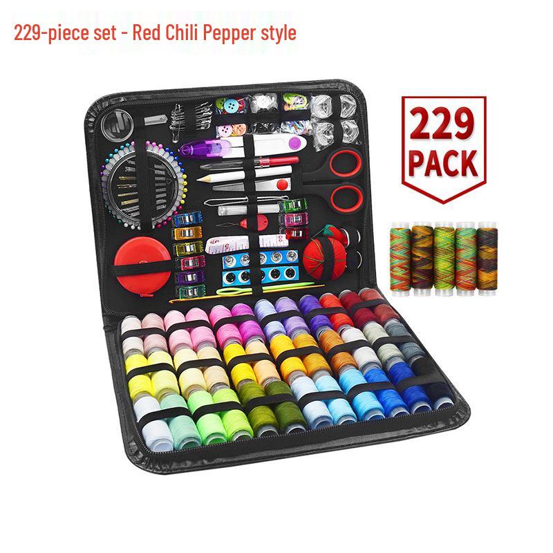 Portable 27-Piece Sewing Kit with Needle and Thread Box