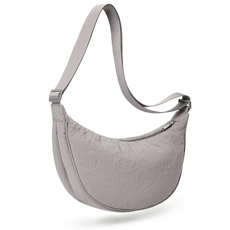 

[KALIDI] tote bag ladies Crossbody shoulder bag crescent moon shape large capacity shoulder bag nylon Adjustable shoulder belt with zipper unisex