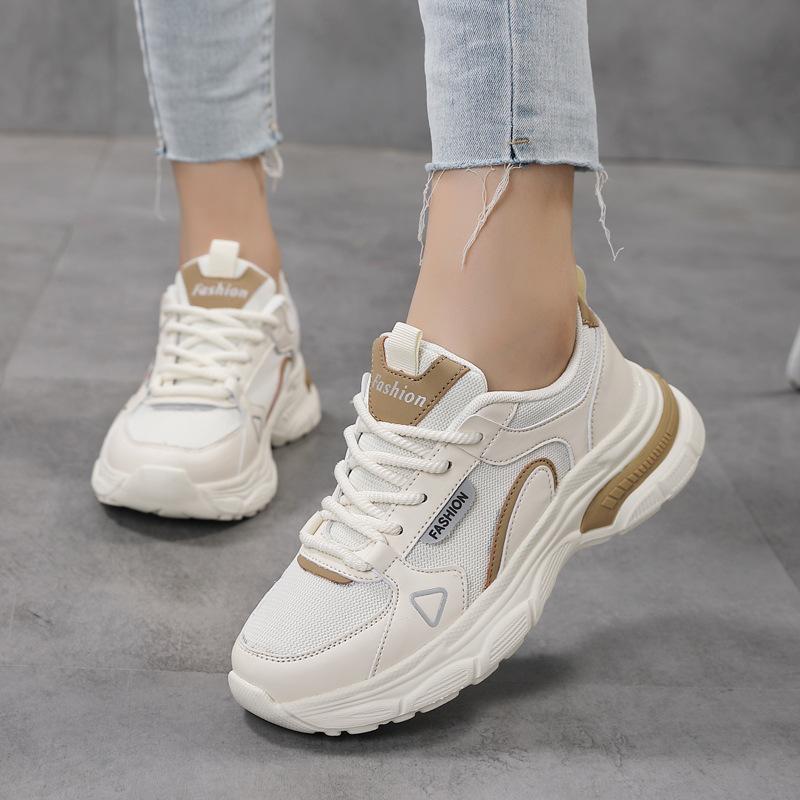 Thick-soled Heightening Versatile Casual Dad Shoes Women's Shoes Spring New Silver Mesh Sneakers Breathable Running