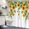 1 piece of bright sunflower plant shower curtain, polyester fabric, machine washable, suitable for bathroom decoration