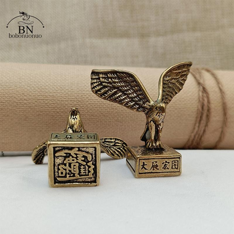 Solid Brass Vintage Lucky Eagle Seal Figurines Miniatures Desk Ornament Home Feng Shui Decoration Crafts Accessories Collections