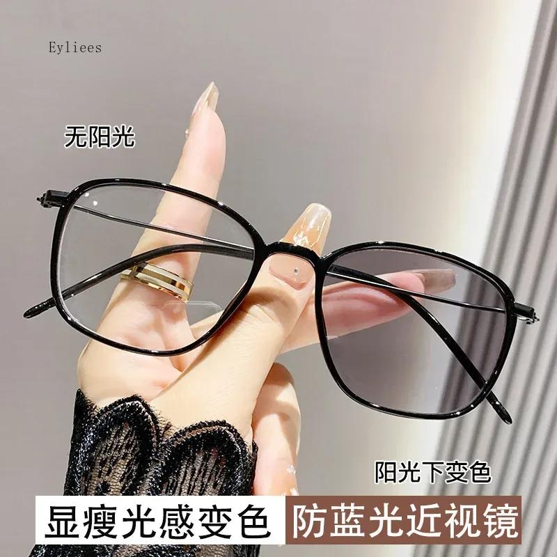 

Новые Модные Фотохромные Очки для Миопии Винтажная Квадратная Рамка Очки для Близорукости Мужские Женские Меняющие Цвет Минус Диоптрии 0