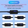 Type C To 5.5x2.5mm Charging Wire With Digital Display 5V 9V 12V 15V 20V Adjustable with 3.5mm Connector for Electronic