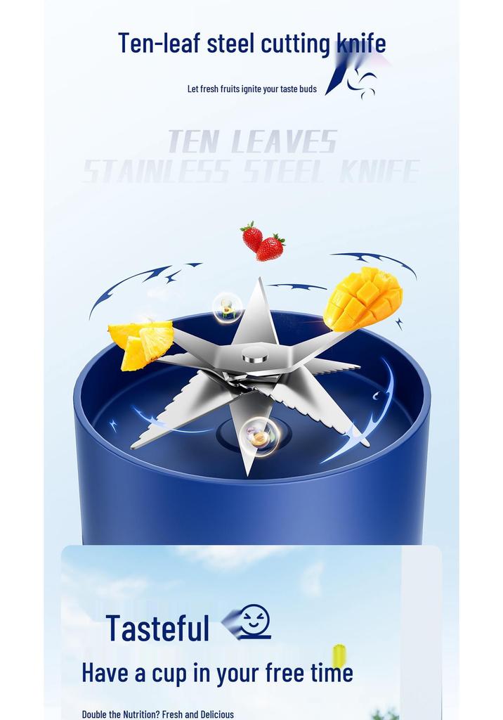 Portable Rechargeable Fruit Juicer with Screen - Ideal for Ice Crushing and Perfect for Smoothies and Shakes.