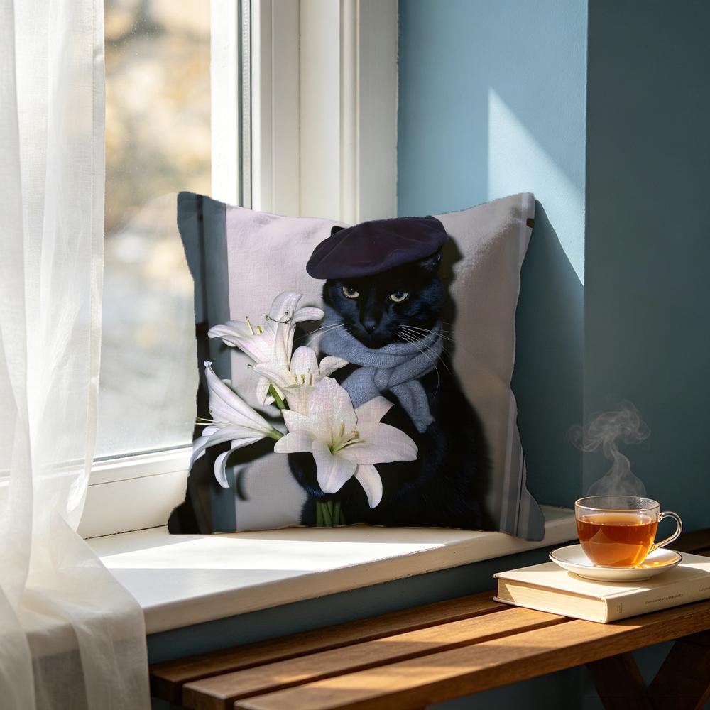 Cute bblack cating Cushion Cover Cushion Cover Set Pcs x x x Pillowcase Decorative Sofa Home Decor