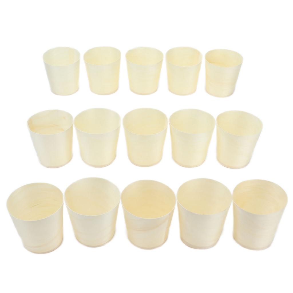 15Pcs Disposable Tasting Cup Wooden Decorated Lightweight Dessert Cup for Home Bars Restaurants