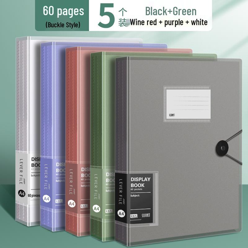 Transparent A4 Document Binder with Multi-Layer Insert Pages for Loose-Leaf Organization