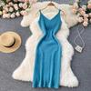 Twist Crop Sweater Solid Color Slim Knit Set Dress Two Piece Set Women All Match Autumn Winter For Ladies Hip