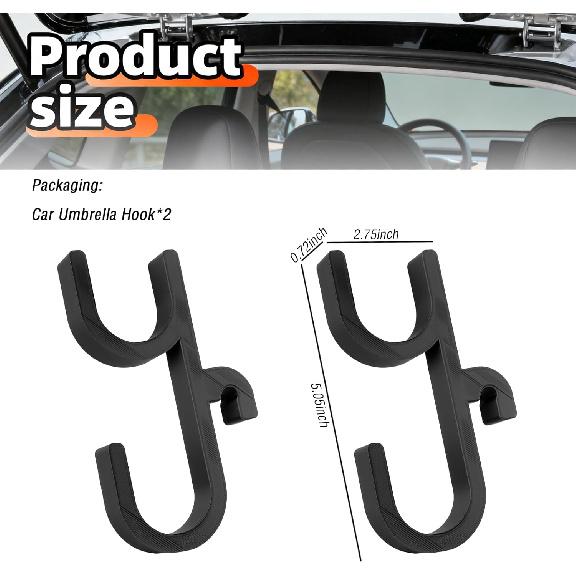 2PCS Double Car Umbrella Hook,No Drilling Car Umbrella Holder Stable Placement of Umbrellas for Trunks,Non-Wobbly Umbrellas Holder for Cars Interior