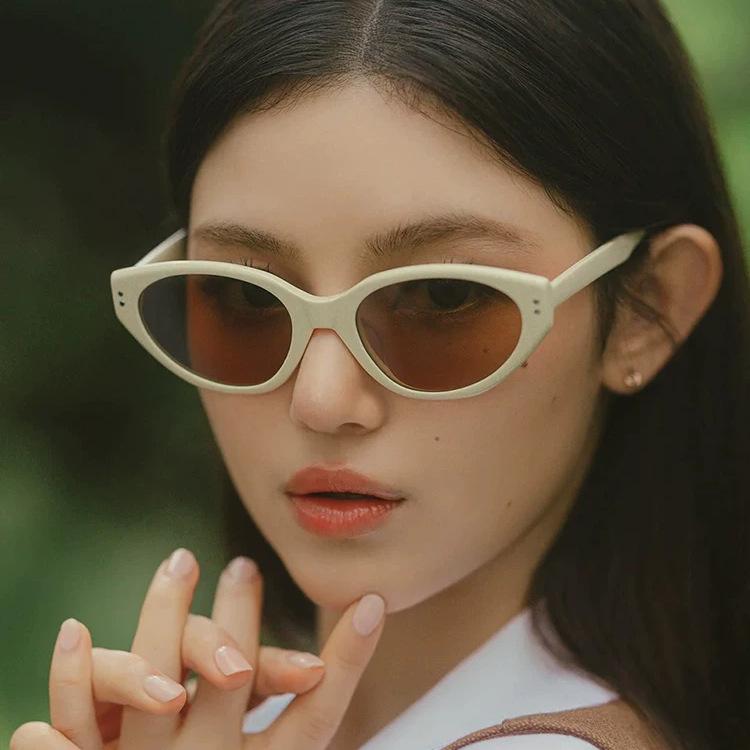 Korean version of trendy cat eye sunglasses UV protection 2026 new polarized small frame sunglasses square round face glasses to take pictures