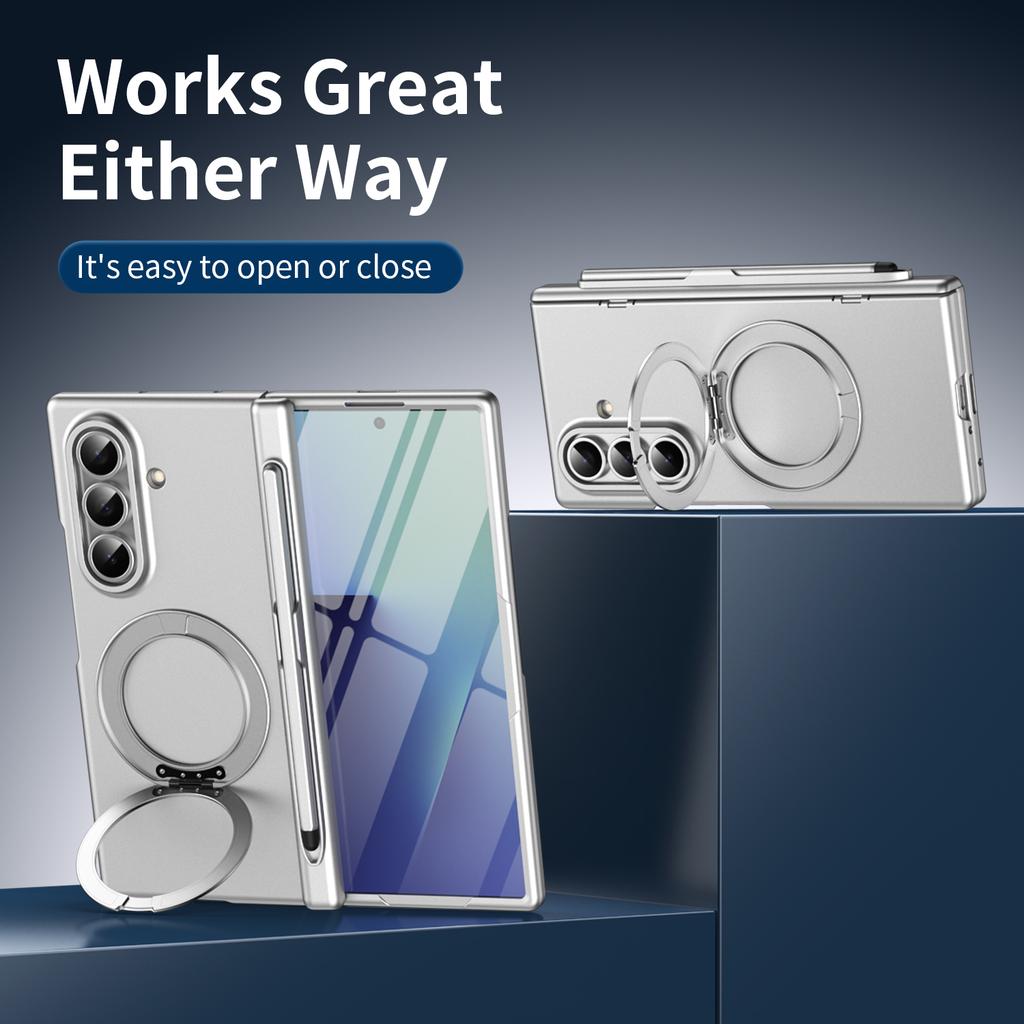 360 Rotating Magnetic Stand Hinge Protect Case for Samsung Galaxy Z Fold 8 7 6 5 4 3 Pen & Tempered Glass Screen Charging Cover