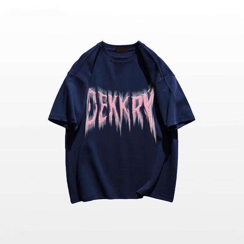 

Футболка с короткими рукавами, модная брендовая свободная футболка для пар, унисекс, футболка с половиной рукавов, топ 2024 3XL темно-синий