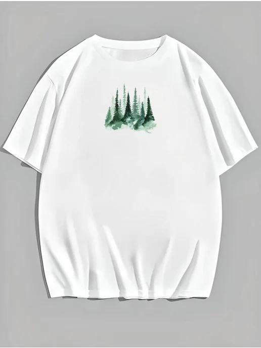 Oversized T-shirt with watercolor print S