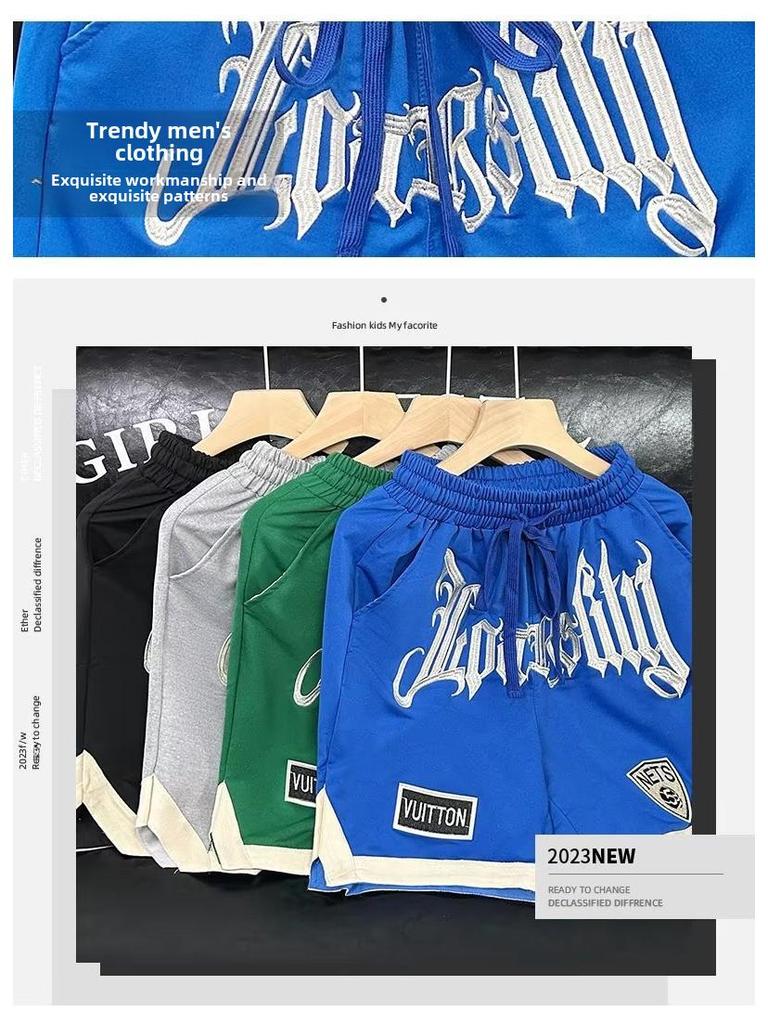 Men's Summer Basketball Shorts - Trendy Hip-Hop Style, Loose Fit, Embroidered Sport Shorts